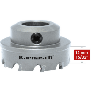 HM Kronska žaga KARNASCH POWER MAX 10 – Heavy Duty – globina reza 12mm - brez vpetja Kronske žage KARNASCH uporabniku ponujajo maksimalno fleksibilnost. S pomočjo Easy-Change hitromenjalnega sistema, ki ga uporablja linija kronskih žag POWER-MAX, je področje uporabe zelo široko. Kronske žage je mogoče uporabljati na ročnih, namiznih, radialnih in kronskih vrtalnih strojih ter stružnicah. Posamezno krono je zaradi Easy-Change vpetja mogoče uporabljati na vseh vrstah vrtalnih strojev. Linija kronskih žag POWER-MAX omogoča obdelavo vseh vrst jekla, konstrukcijskih in nerjavečih jekel. Primerna tudi za uporabo na neželeznih kovinah kot so aluminij, baker in mesing ter plastike, CFK / GFK in sendvič materialih. HM Kronske žage so na voljo v premerih: 14-150mm, ter globinah 12-65mm.