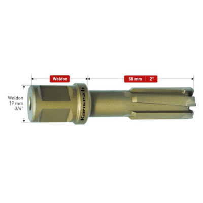 Kronski sveder KARNASCH HARDOX-LINE50 - RAIL, s trdokovinskim ozobljenjem, WELDON vpetje – globina reza: 50mm Sveder s trdokovinskim ozobljenjem in optimirano geometrijo rezila, za izvrstne vrtalne lastnosti.