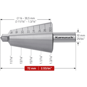 Sveder za luščenje KARNASCH HSS-XE – 2 rezili (16 – 30,5mm), CBN – navzkrižno brušen, z ravnim utorom Svedri za luščenje KARNASCH so namenjeni vrtanju tankih pločevin – do 4mm. Uporablja se jih predvsem za povrtavanje obstoječih izvrtin, poševnih ali sovpadajočih izvrtin. Rezilo svedra ustvarja gladke robove izvrtine na obeh straneh obdelovanca, zato naknadno razigljevanje ni potrebno. Sveder omogoča vrtanje izvrtin v premerih 16-30,5mm. Aksialno-radialna izdelava omogoča ponovno brušenje rezila.