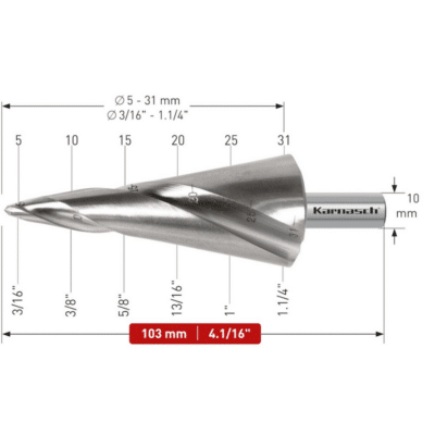 Sveder za luščenje KARNASCH HSS-XE – 2 rezili (5 – 31mm), CBN – navzkrižno brušen, s spiralnim utorom Svedri za luščenje KARNASCH so namenjeni vrtanju tankih pločevin – do 4mm. Uporablja se jih predvsem za povrtavanje obstoječih izvrtin, poševnih ali sovpadajočih izvrtin. Rezilo svedra ustvarja gladke robove izvrtine na obeh straneh obdelovanca, zato naknadno razigljevanje ni potrebno. Sveder omogoča vrtanje izvrtin v premerih 5-31mm. Aksialno-radialna izdelava omogoča ponovno brušenje rezila.